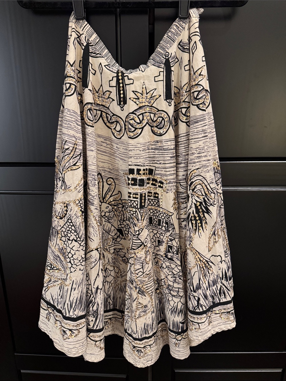 Printed & Sequined A-Line Women’s Skirt